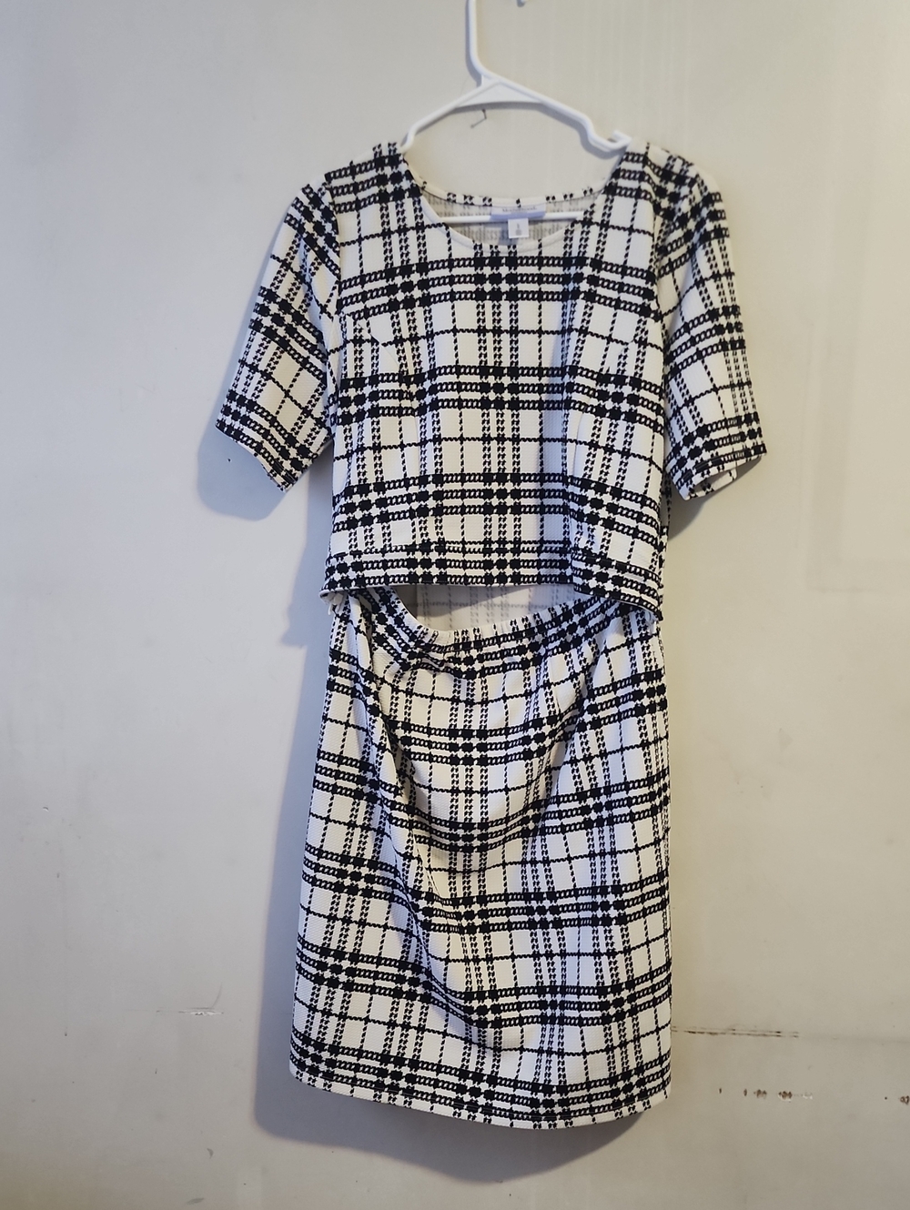 Motherhood Maternity Black and White Plaid Midi Dress Set. NWT
